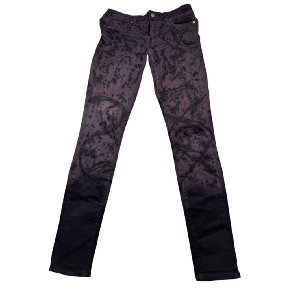 PAIGE Verdugo Ultra Skinny Jeans Size 26 Distressed Tie Dye Wash Purple Black